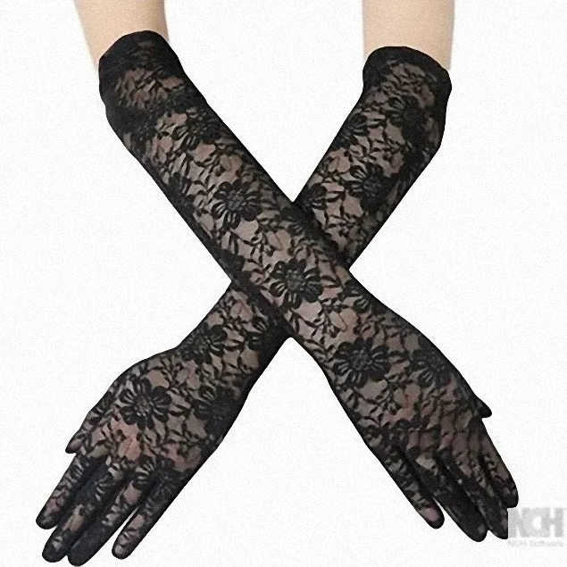 (image for) Ladies Finenet Lace Elbow Length Gloves